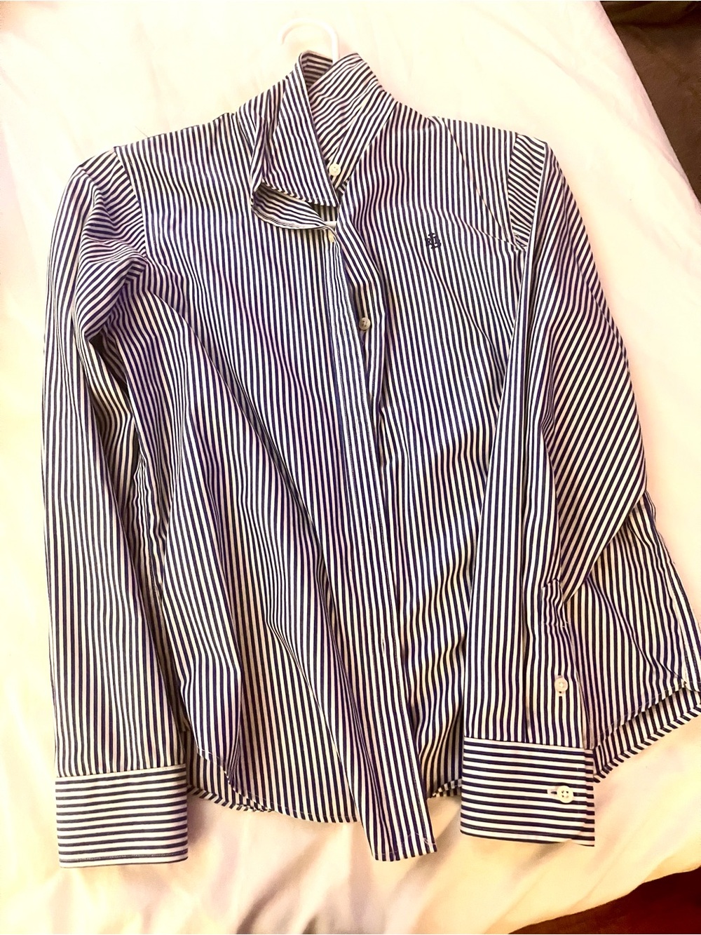 Polo by Ralph Lauren Navy & White Striped Cotton Button-Down